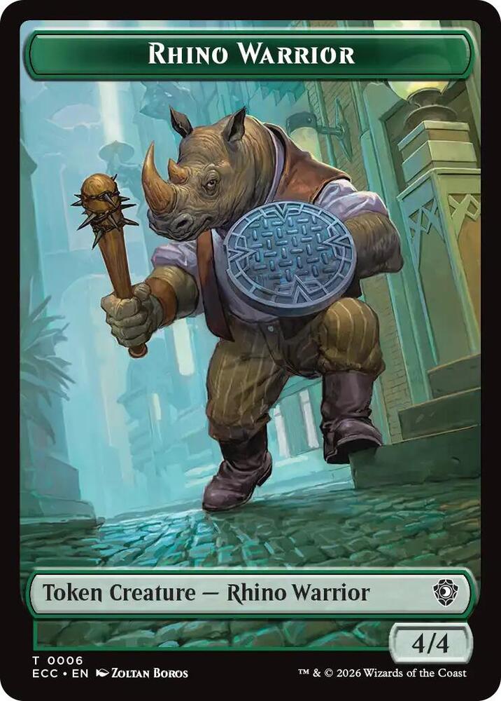 Rhino Warrior Elemental Double Sided Token 6 // 10 (Commander: Lorwyn Eclipsed)  | Good Games Adelaide SA