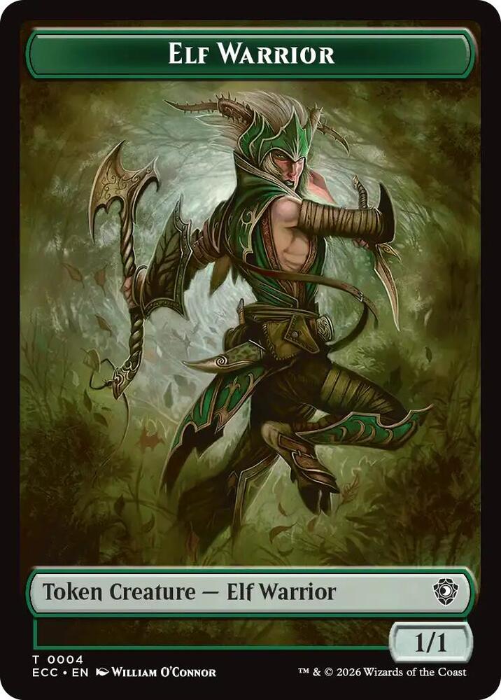 Elf Warrior 0004 Plant 0005 Double Sided Token 4 // 5 (Commander: Lorwyn Eclipsed)  - Foil | Good Games Adelaide SA