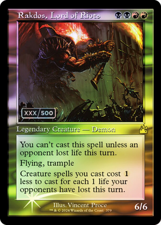 Rakdos, Lord of Riots Seralized 379 (Ravnica Remastered)  - Foil | Good Games Adelaide SA