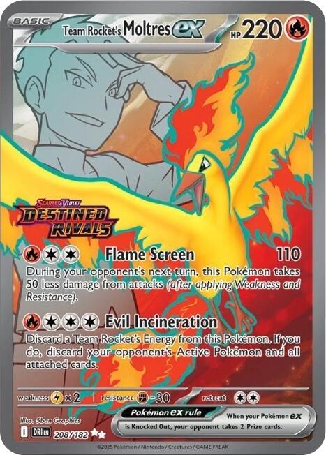 Team Rocket's Moltres ex Destined Rivals Stamp 208/182 (Miscellaneous Cards & Products)  - Holofoil | Good Games Adelaide SA