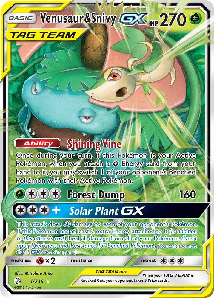 Venusaur and Snivy GX 1/236 (SM - Cosmic Eclipse)  - Holofoil | Good Games Adelaide SA