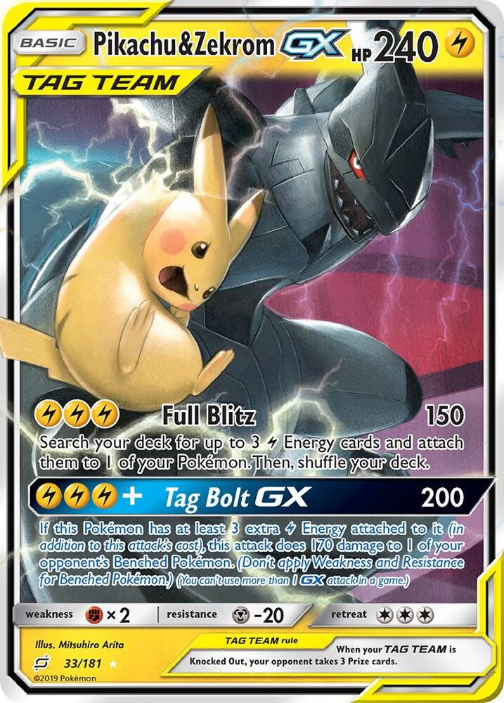 Pikachu and Zekrom GX 33/181 (SM - Team Up)  - Holofoil | Good Games Adelaide SA