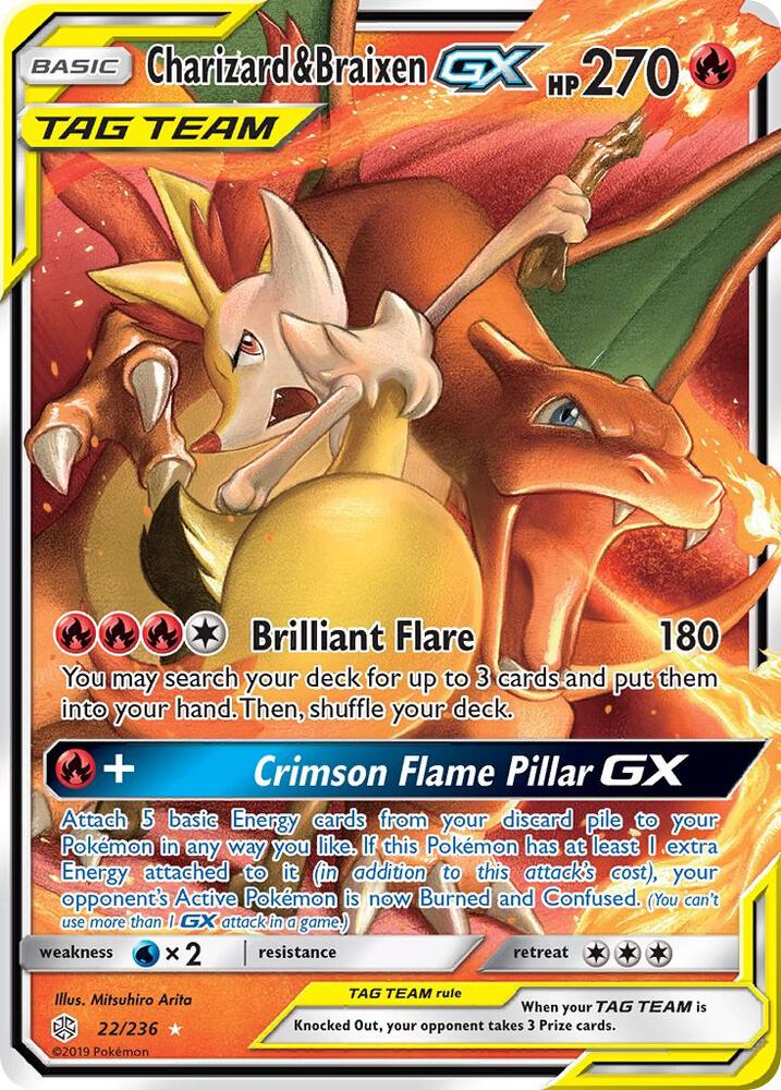 Charizard and Braixen GX 22/236 (SM - Cosmic Eclipse)  - Holofoil | Good Games Adelaide SA