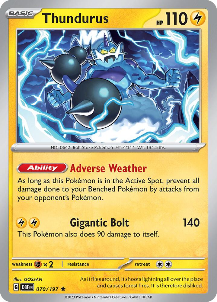 Thundurus 070/197 (SV03: Obsidian Flames)  - Holofoil | Good Games Adelaide SA
