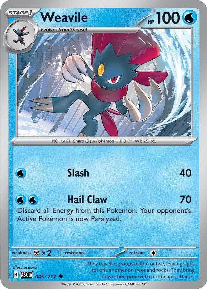 Weavile 045 217 045/217 (ME: Ascended Heroes)  - Reverse Holofoil | Good Games Adelaide SA