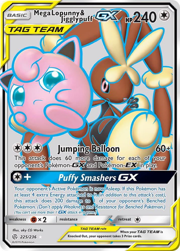 Mega Lopunny and Jigglypuff GX Full Art 225/236 (SM - Cosmic Eclipse)  - Holofoil | Good Games Adelaide SA