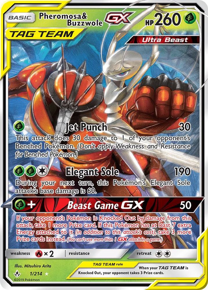 Pheromosa and Buzzwole GX 1/214 (SM - Unbroken Bonds)  - Holofoil | Good Games Adelaide SA