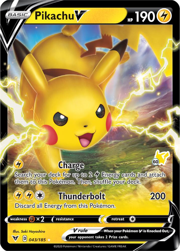 Pikachu V 043 185 60 Pikachu Stamped 043/185 (Battle Academy 2022)  - Holofoil | Good Games Adelaide SA