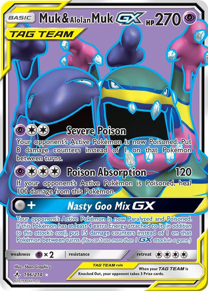 Muk and Alolan Muk GX Full Art 196/214 (SM - Unbroken Bonds)  - Holofoil | Good Games Adelaide SA