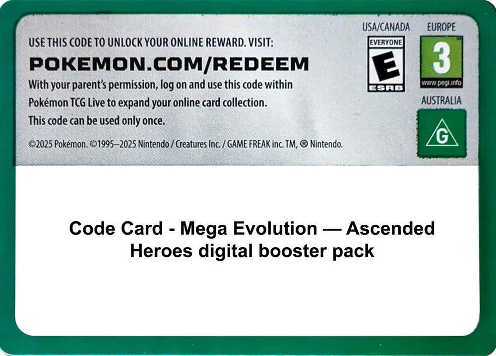 Code Card Ascended Heroes Booster Pack  (ME: Ascended Heroes)  | Good Games Adelaide SA