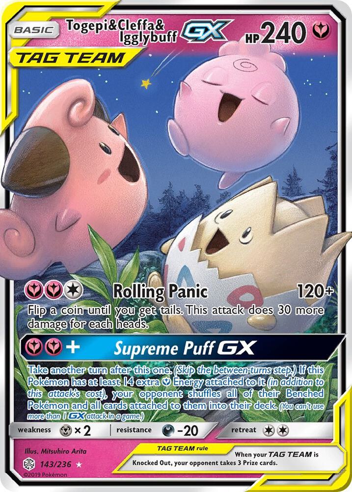 Togepi and Cleffa and Igglybuff GX 143/236 (SM - Cosmic Eclipse)  - Holofoil | Good Games Adelaide SA