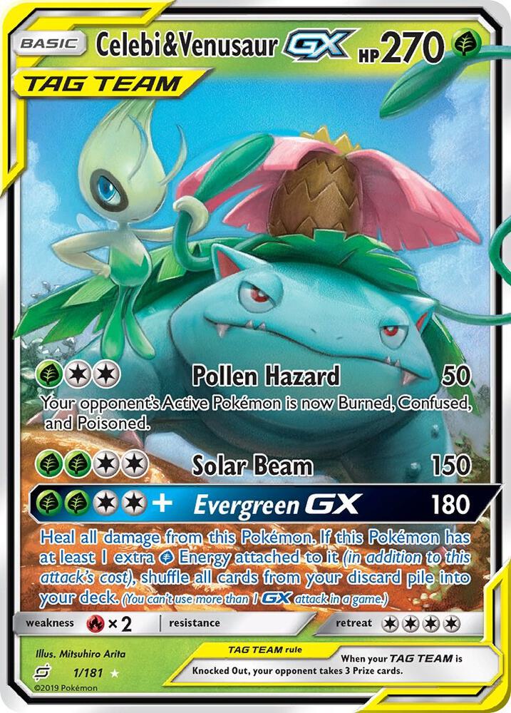 Celebi and Venusaur GX 1/181 (SM - Team Up)  - Holofoil | Good Games Adelaide SA