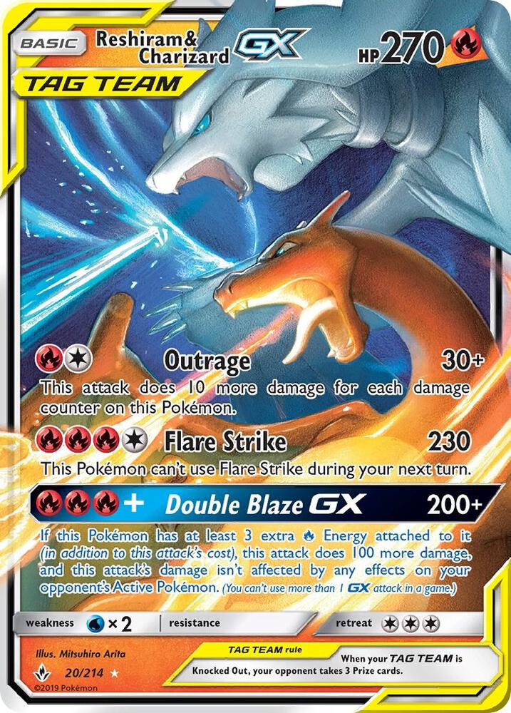 Reshiram and Charizard GX 20/214 (SM - Unbroken Bonds)  - Holofoil | Good Games Adelaide SA