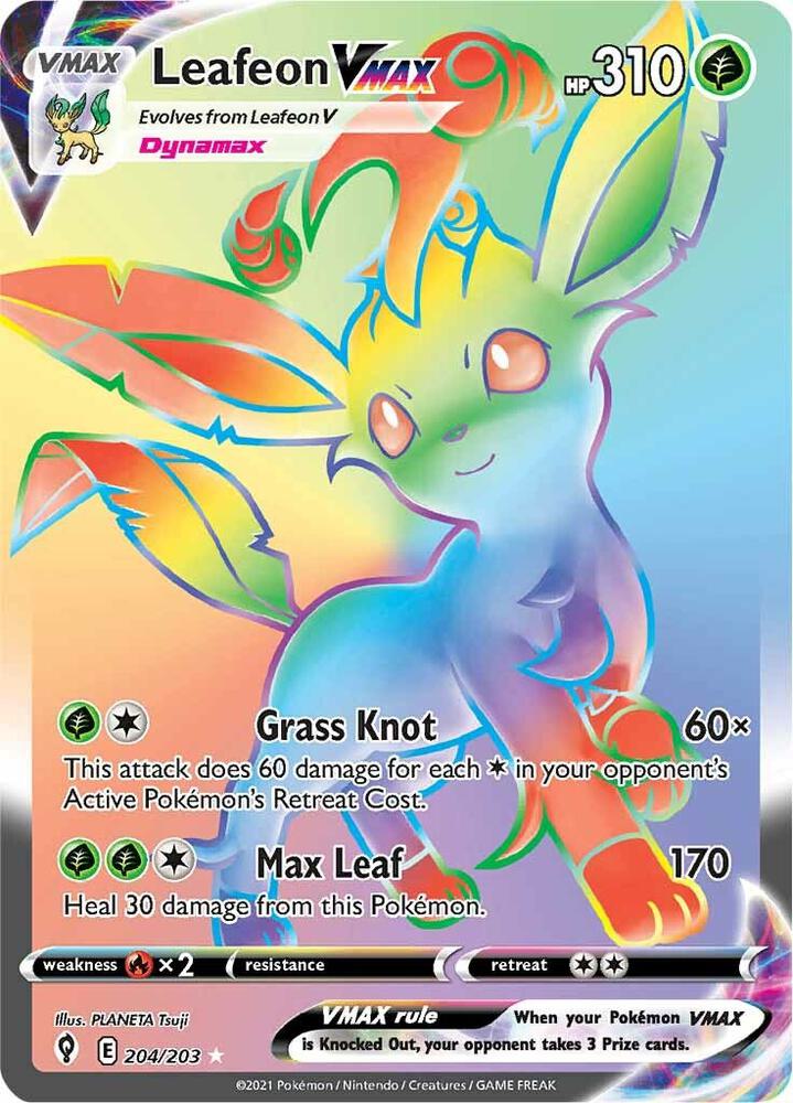 Leafeon VMAX Secret 204/203 (SWSH07: Evolving Skies)  - Holofoil | Good Games Adelaide SA