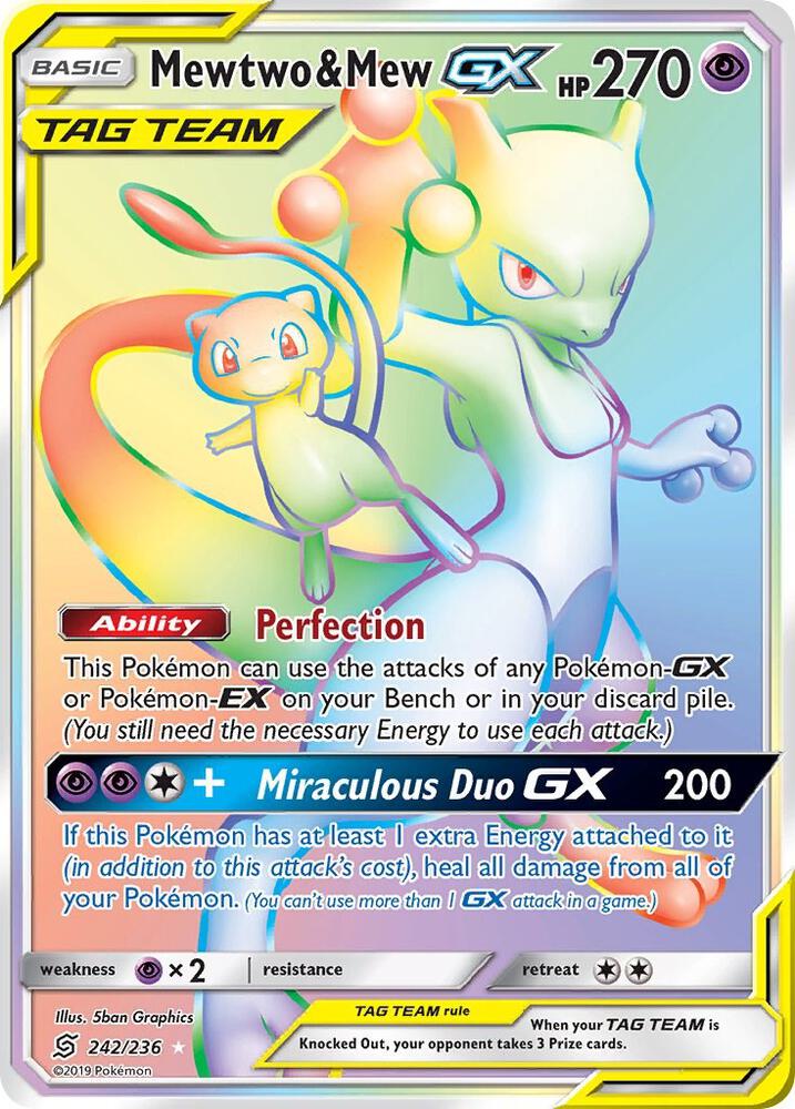 Mewtwo and Mew GX Secret 242/236 (SM - Unified Minds)  - Holofoil | Good Games Adelaide SA
