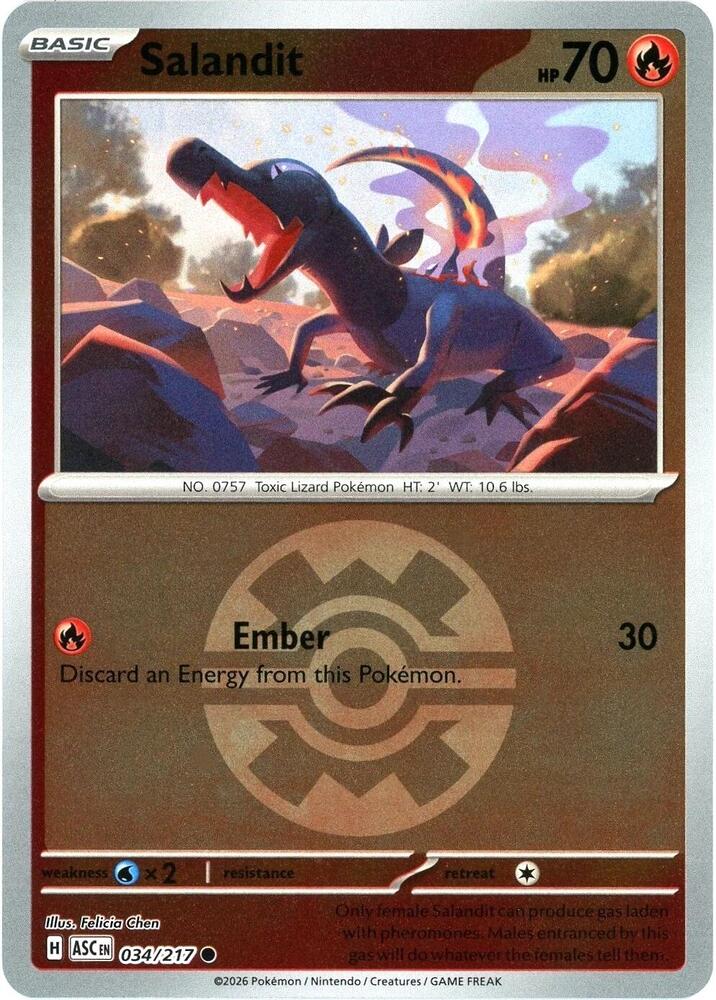 Salandit 034/217 (ME: Ascended Heroes)  - Quick Ball Holofoil | Good Games Adelaide SA