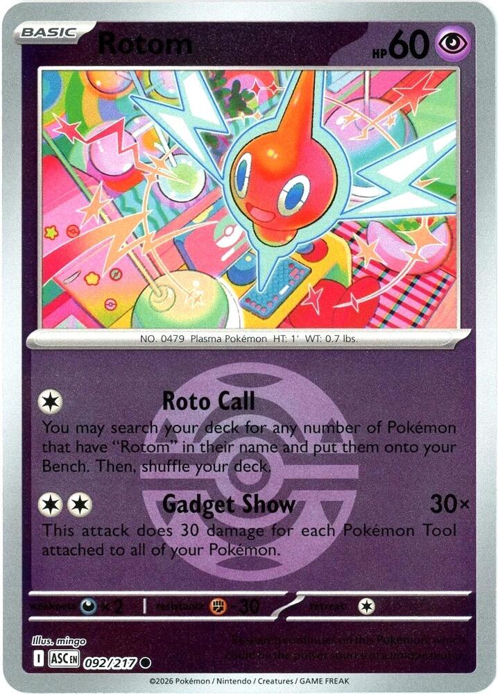 Rotom 092/217 (ME: Ascended Heroes)  - Reverse Holofoil | Good Games Adelaide SA