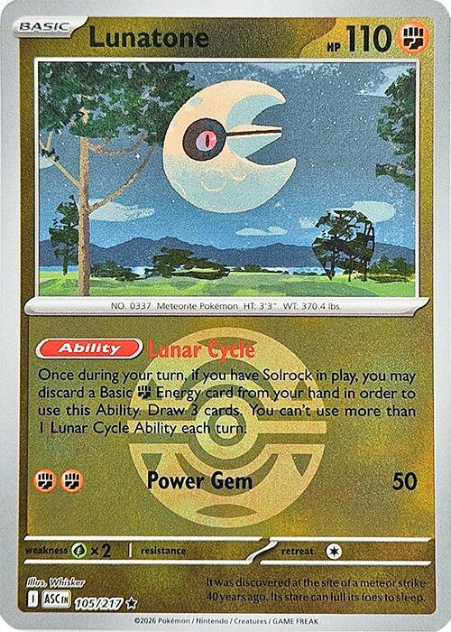 Lunatone Dusk Ball 105/217 (ME: Ascended Heroes)  - Reverse Holofoil | Good Games Adelaide SA