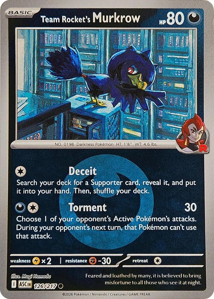 Team Rocket's Murkrow 126/217 (ME: Ascended Heroes)  - Reverse Holofoil | Good Games Adelaide SA