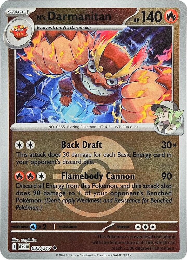 N's Darmanitan Poke Ball 033/217 (ME: Ascended Heroes)  - Reverse Holofoil | Good Games Adelaide SA