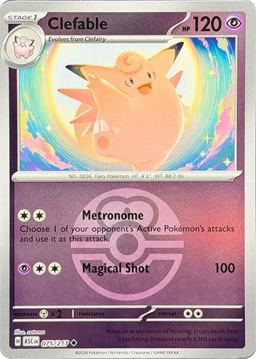 Clefable 075/217 (ME: Ascended Heroes)  - Reverse Holofoil | Good Games Adelaide SA
