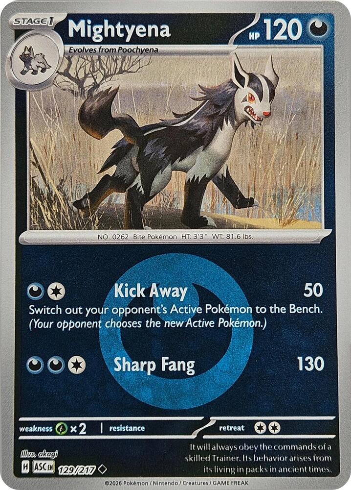 Mightyena 129/217 (ME: Ascended Heroes)  - Reverse Holofoil | Good Games Adelaide SA