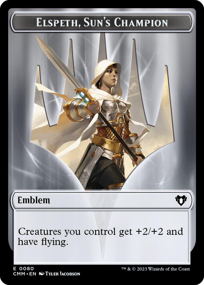 Emblem Elspeth Suns Champion Copy 0055 Double Sided Token 80 // 55 (Commander Masters)  | Good Games Adelaide SA