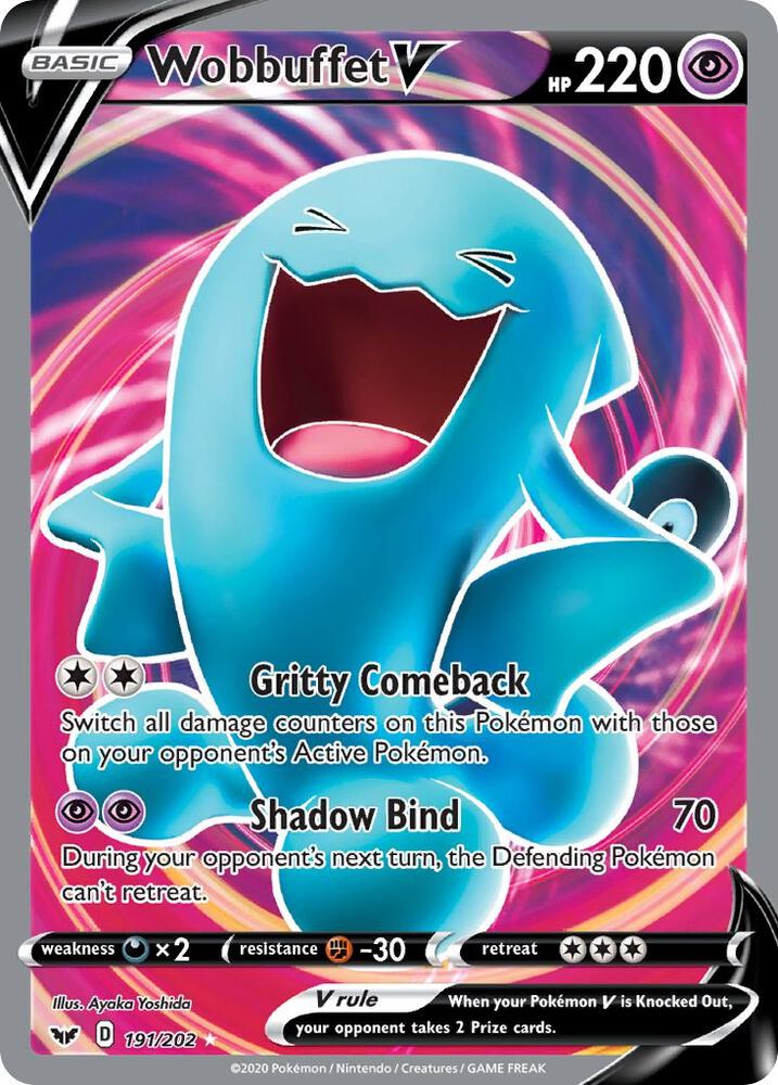 Wobbuffet V Full Art 191/202 (SWSH01: Sword & Shield Base Set)  - Holofoil | Good Games Adelaide SA