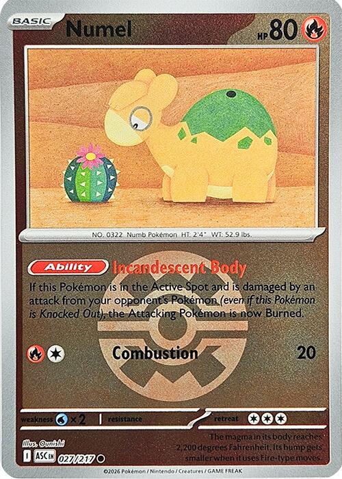 Numel 027/217 (ME: Ascended Heroes)  - Reverse Holofoil | Good Games Adelaide SA