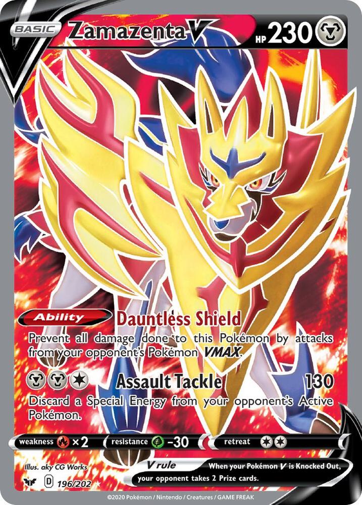Zamazenta V Full Art 196/202 (SWSH01: Sword & Shield Base Set)  - Holofoil | Good Games Adelaide SA