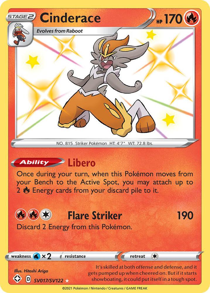 Cinderace SV017/SV122 (Shining Fates: Shiny Vault)  - Holofoil | Good Games Adelaide SA