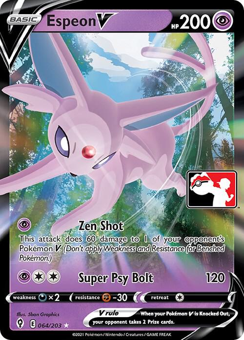 Espeon V Series 1/2 064/203 (Prize Pack Series Cards)  - Holofoil | Good Games Adelaide SA