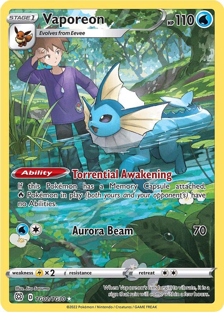 Vaporeon TG02/TG30 (SWSH09: Brilliant Stars Trainer Gallery)  - Holofoil | Good Games Adelaide SA