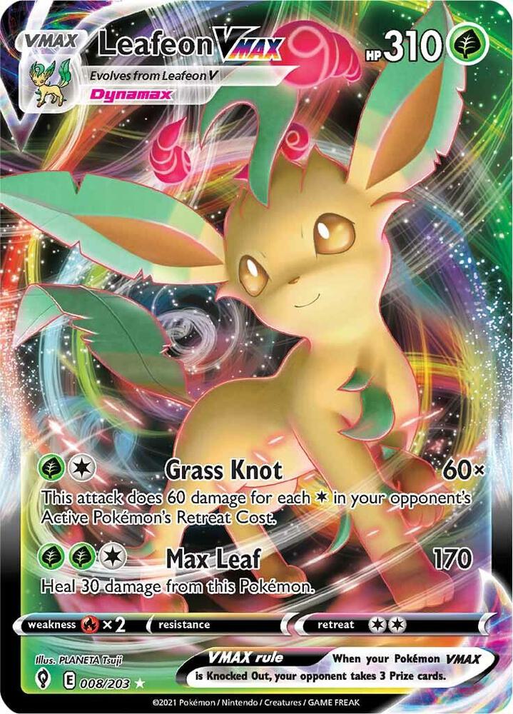 Leafeon VMAX 008/203 (SWSH07: Evolving Skies)  - Holofoil | Good Games Adelaide SA