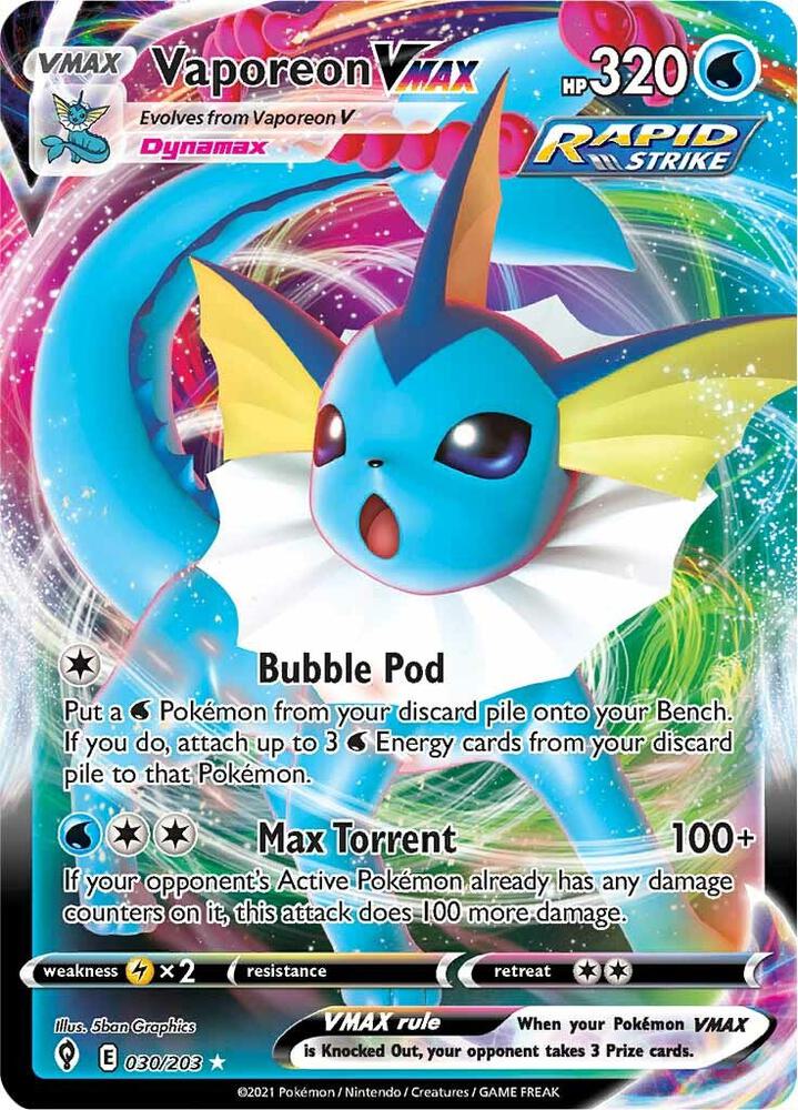 Vaporeon VMAX 030/203 (SWSH07: Evolving Skies)  - Holofoil | Good Games Adelaide SA