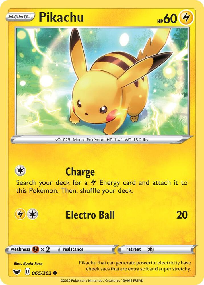 Pikachu 065/202 (SWSH01: Sword & Shield Base Set)  | Good Games Adelaide SA
