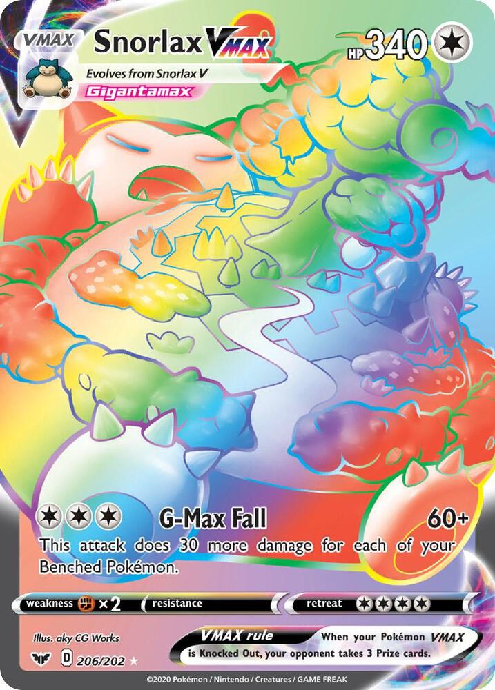 Snorlax VMAX Secret 206/202 (SWSH01: Sword & Shield Base Set)  - Holofoil | Good Games Adelaide SA