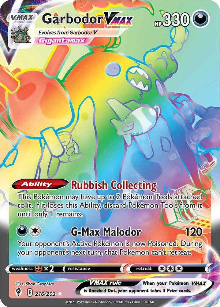 Garbodor VMAX Secret 216/203 (SWSH07: Evolving Skies)  - Holofoil | Good Games Adelaide SA