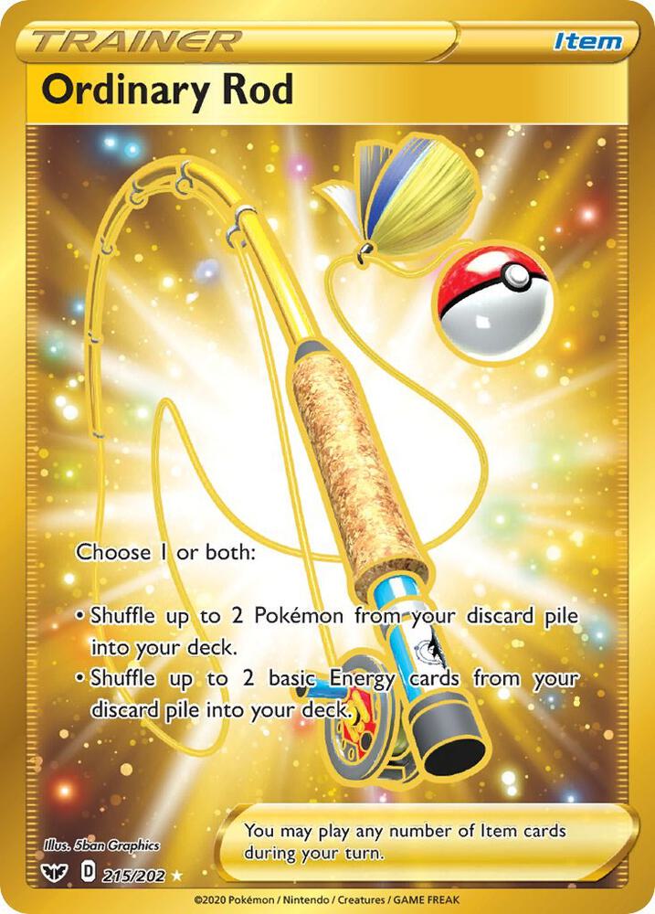 Ordinary Rod Secret 215/202 (SWSH01: Sword & Shield Base Set)  - Holofoil | Good Games Adelaide SA