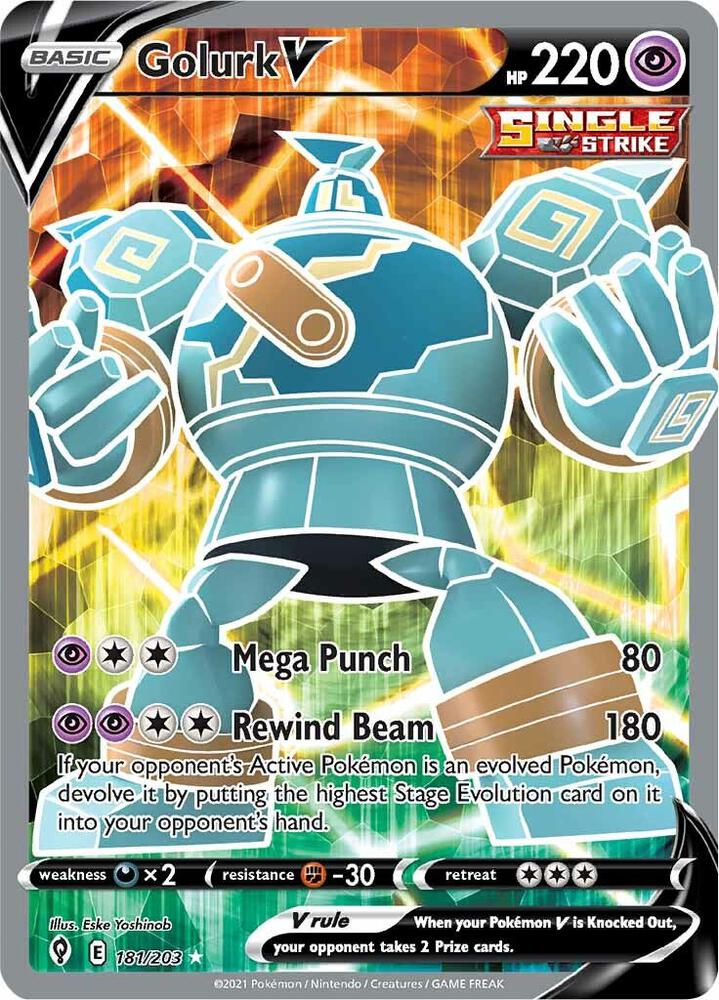 Golurk V Full Art 181/203 (SWSH07: Evolving Skies)  - Holofoil | Good Games Adelaide SA