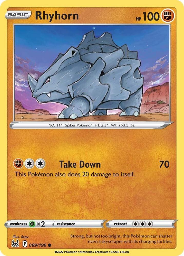Rhyhorn 089/196 (SWSH11: Lost Origin)  | Good Games Adelaide SA