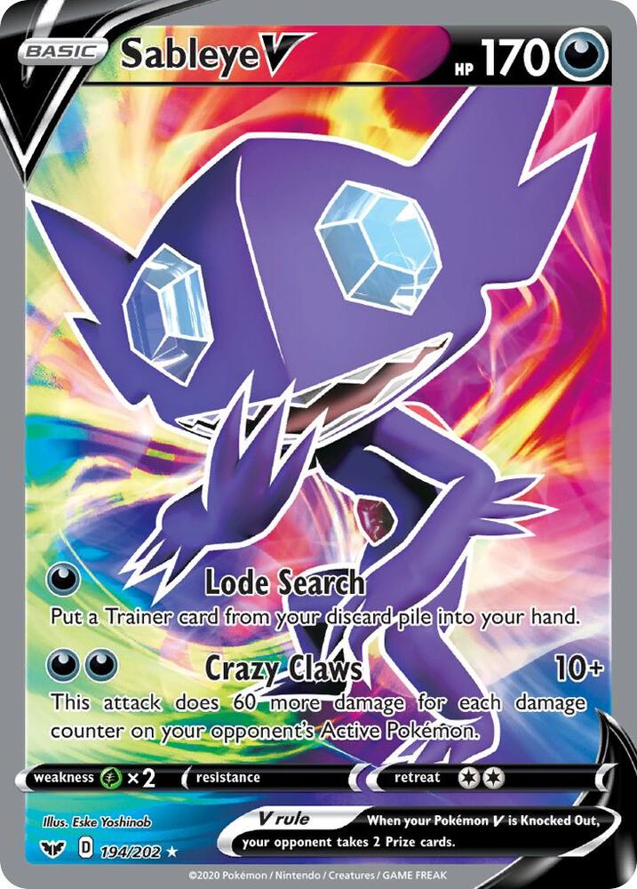Sableye V Full Art 194/202 (SWSH01: Sword & Shield Base Set)  - Holofoil | Good Games Adelaide SA