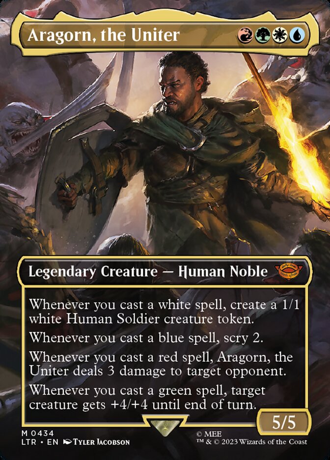 Aragorn, the Uniter 434 (Universes Beyond: The Lord of the Rings: Tales of Middle-earth)  - Borderless Foil | Good Games Adelaide SA