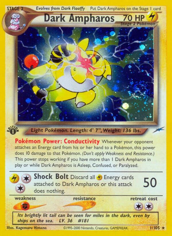 Dark Ampharos 001/105 (Neo Destiny)  - 1st Edition Holofoil | Good Games Adelaide SA