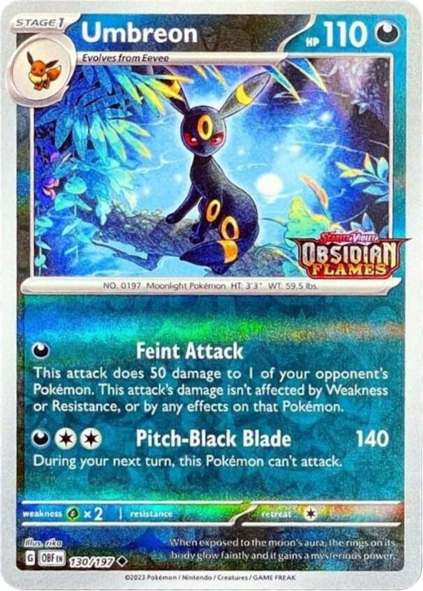 Umbreon Obsidian Flames Stamped 130/197 (Miscellaneous Cards & Products)  - Reverse Holofoil | Good Games Adelaide SA