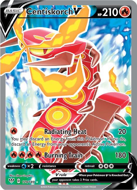 Centiskorch V Full Art 179/189 (SWSH03: Darkness Ablaze)  - Holofoil | Good Games Adelaide SA