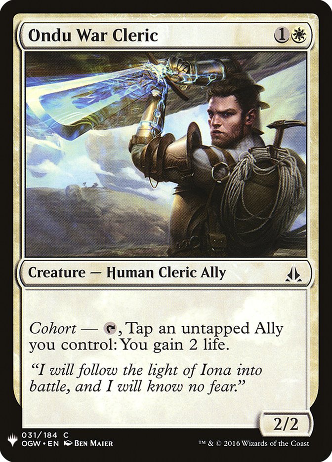 Ondu War Cleric 31 (The List Reprints)  | Good Games Adelaide SA