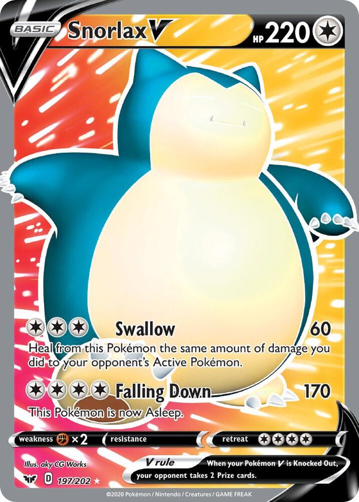Snorlax V Full Art 197/202 (SWSH01: Sword & Shield Base Set)  - Holofoil | Good Games Adelaide SA