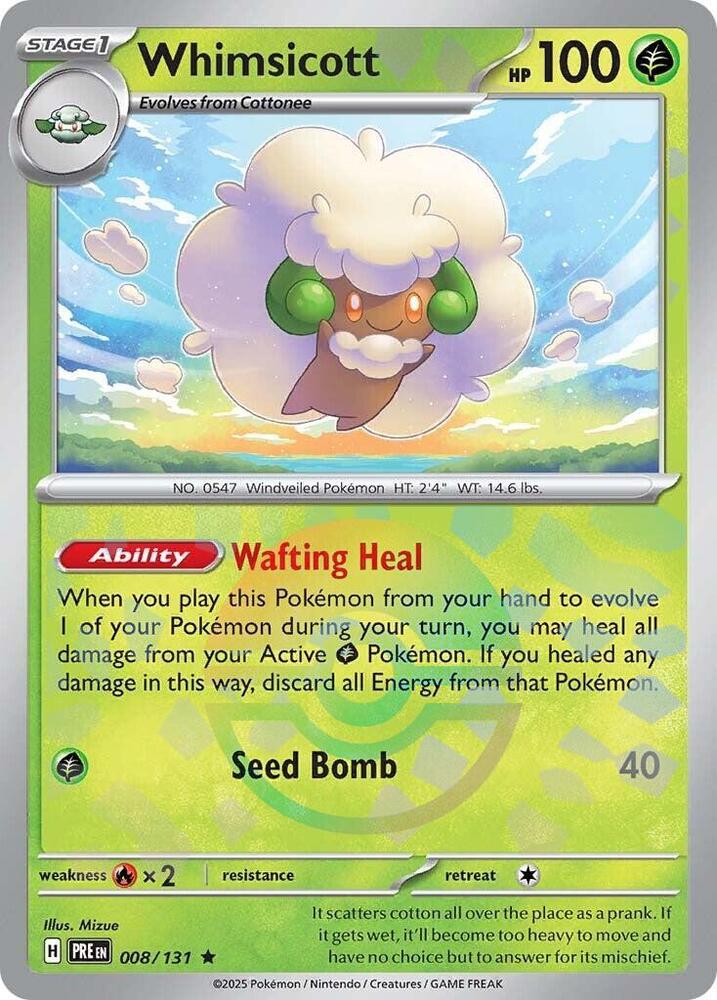 Whimsicott 008/131 (SV: Prismatic Evolutions)  - Poke Ball Holofoil | Good Games Adelaide SA