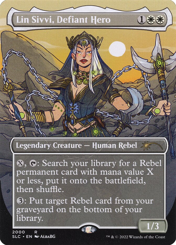 Lin Sivvi, Defiant Hero 2000 (Secret Lair Countdown Kit)  - Borderless Foil | Good Games Adelaide SA